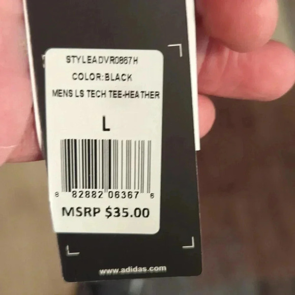 AdidasMen's Active Heathered Golf Long Sleeve Tee - Black - Picture 3 of 3